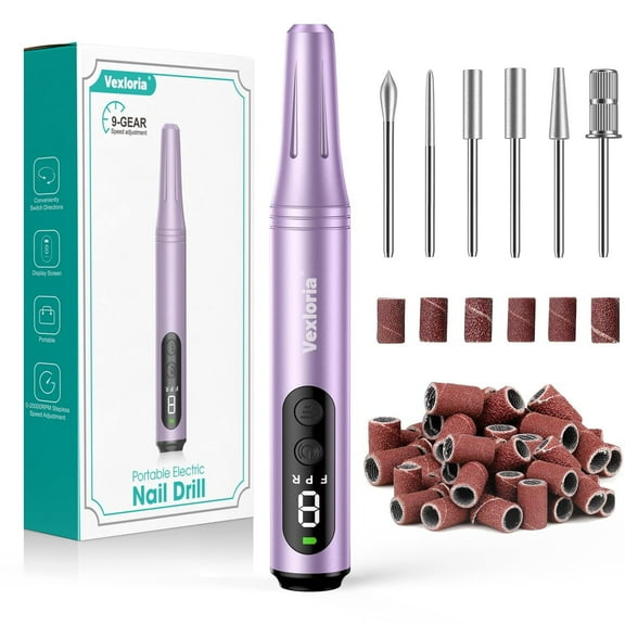 Cordless Electric Nail Drill, Portable Electric File Nail Drill Kit with Drill Bits Set and Rechargeable for Acrylic Nail Drill Manicure Pedicure Polishing