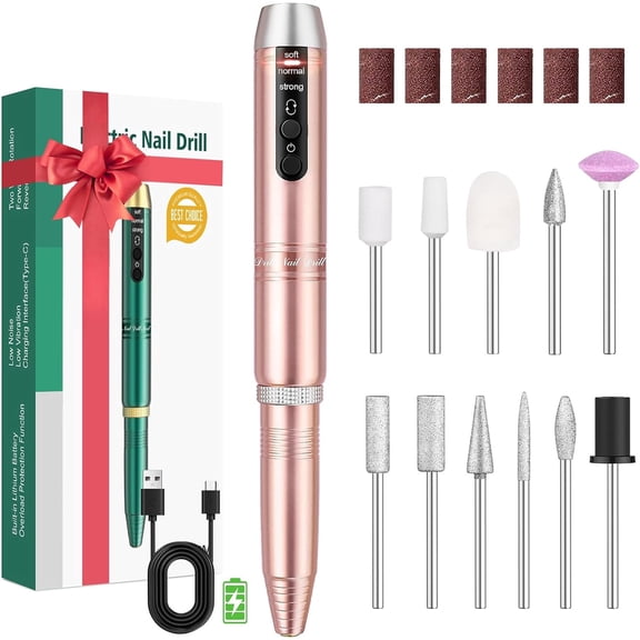 Cordless Electric Nail Drill, Rechargeable Nail File Kit for Manicure Pedicure