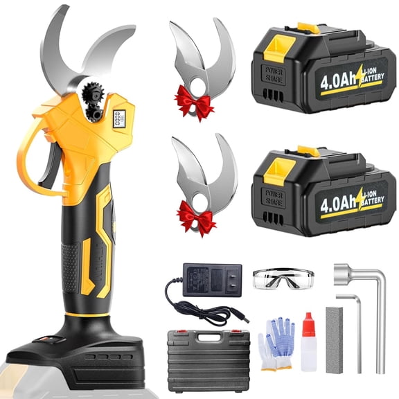 Cordless Electric Pruning Shears 1.4 Inch Cutting Diameter – Professional Tree Trimmer with LCD Display, 2×21V 4000mAh Batteries, Lightweight Branch Cutter for Gardening, Ideal Gift for Gardeners