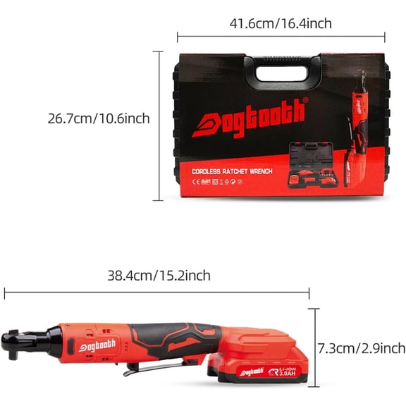 Cordless Electric Ratchet Wrench Set, 45Ft-lbs, 400 RPM, Brushless,Variable Speed Trigger,Compatible with 18V Battery, 2 * 2.0 Ah Battery And Charger in Carryin Box