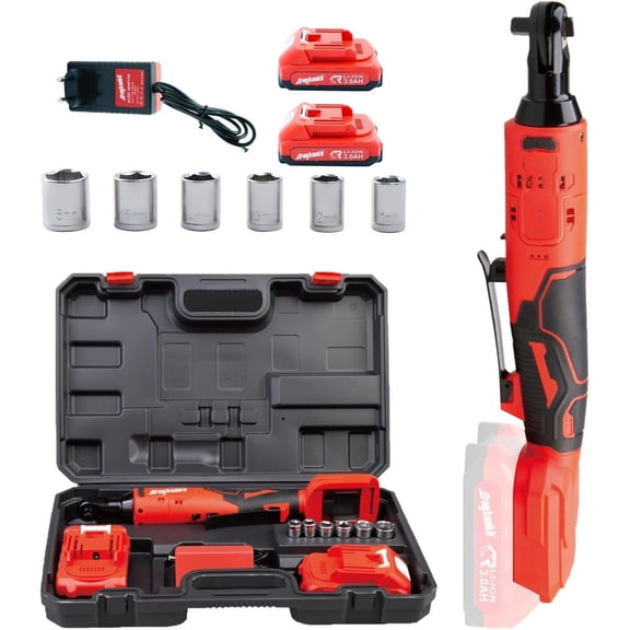 Cordless Electric Ratchet Wrench Set, 45Ft-lbs, 400 RPM, Brushless,Variable Speed Trigger,Compatible with Makita 18V , 2 * 2.0 Ah And Charger in Carryin Box