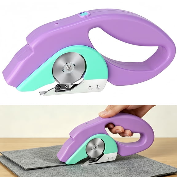 Cordless Electric Rotary Cutter, 10-Sided Blade Fabric Cutting Tool, Rechargeable Electric Scissors with Safety Lock for Sewing, Quilting, Leather, Cardboard, Crafting, DIY Projects