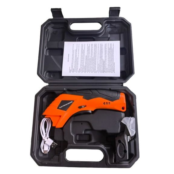 Cordless Electric Scissors with 1 Blades,4V Rechargeable Powerful Shears Cutting Tool for Fabric,Leather,Carpet and Cardboard,Power Shears for Sewing,Scrapbooking,Crafting,Orange