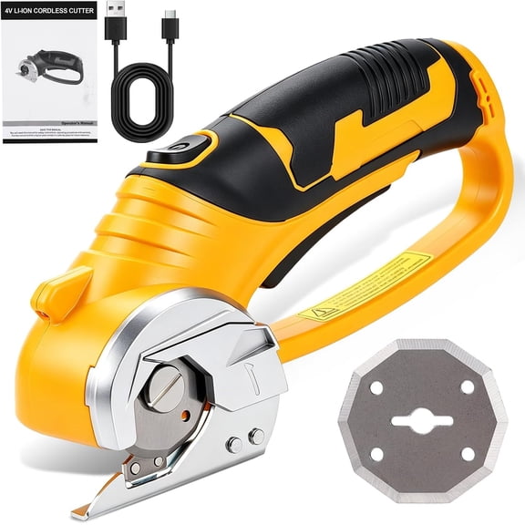 Cordless Electric Scissors,3.6V Cardboard Cutter,Electric Box Cutter with 1 Blade,USB Charging Cable,Safety Lock - Suitable for Fabric,Leather,Plastic,Crafts,Scissors for Cardboard
