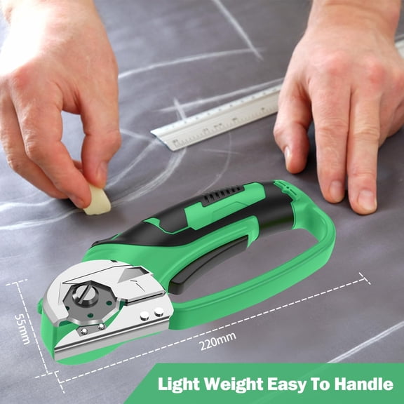 Cordless Electric Scissors, 4V Box Cutter & Cardboard Cutter with 2 Blades - Rotary Cutter with LED Light for Fabric, Leather, Carpet, Plastic, Crafting + Storage Case (Lime Green)