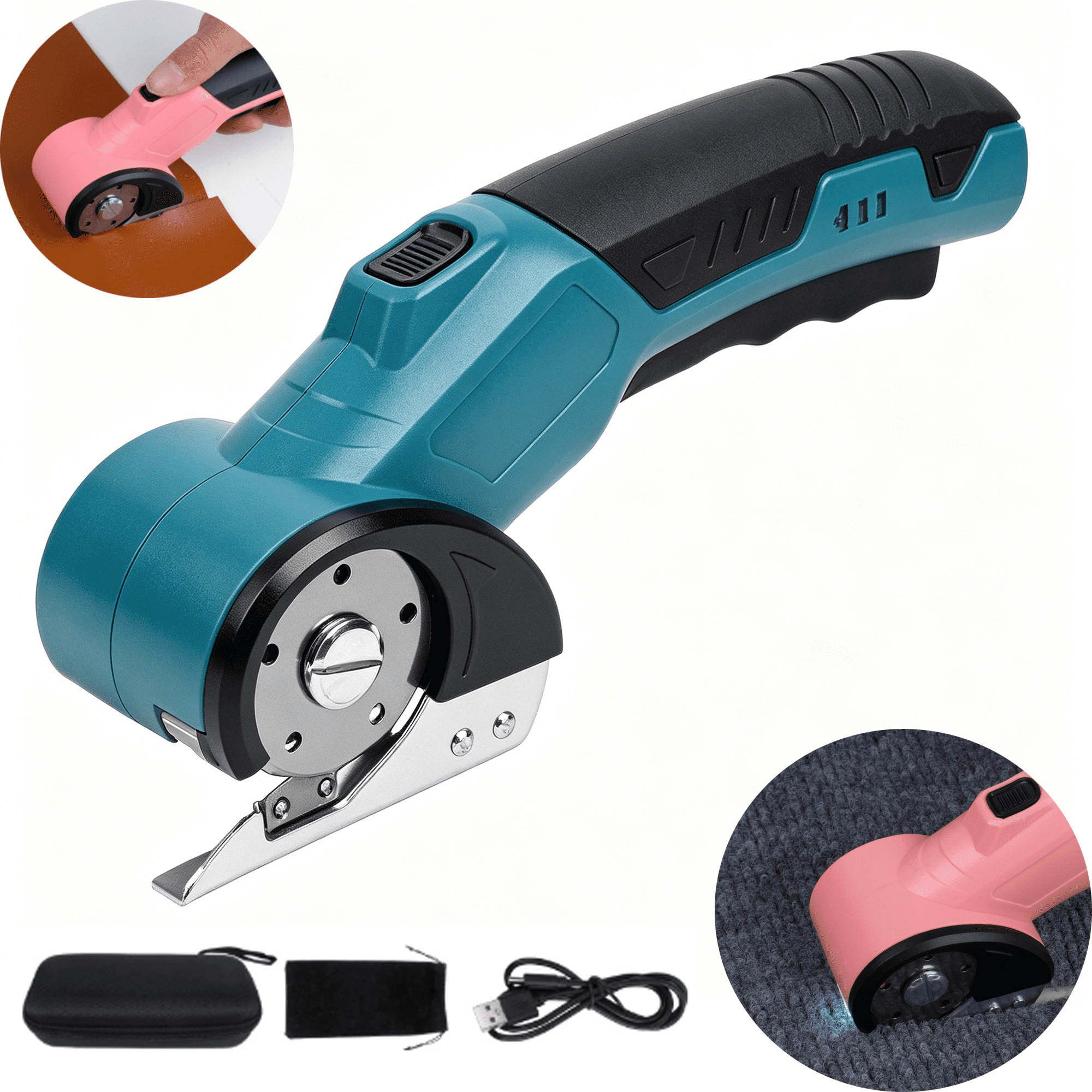 Cordless Electric Scissors 4V, Cordless Electric Scissors, Electric Box Cutter with Safety Lock & LED Light, of Fabric, Leather, Carpet, Plastic