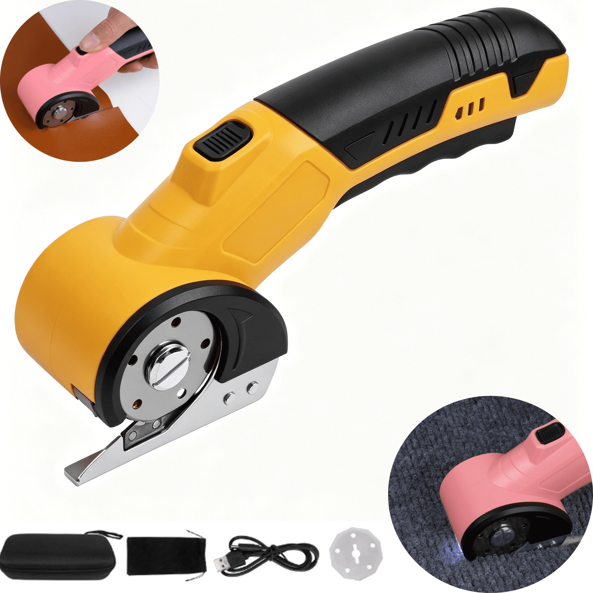 Cordless Electric Scissors 4V, Cordless Electric Scissors, Electric Box Cutter with Safety Lock & LED Light, of Fabric, Leather, Carpet, Plastic