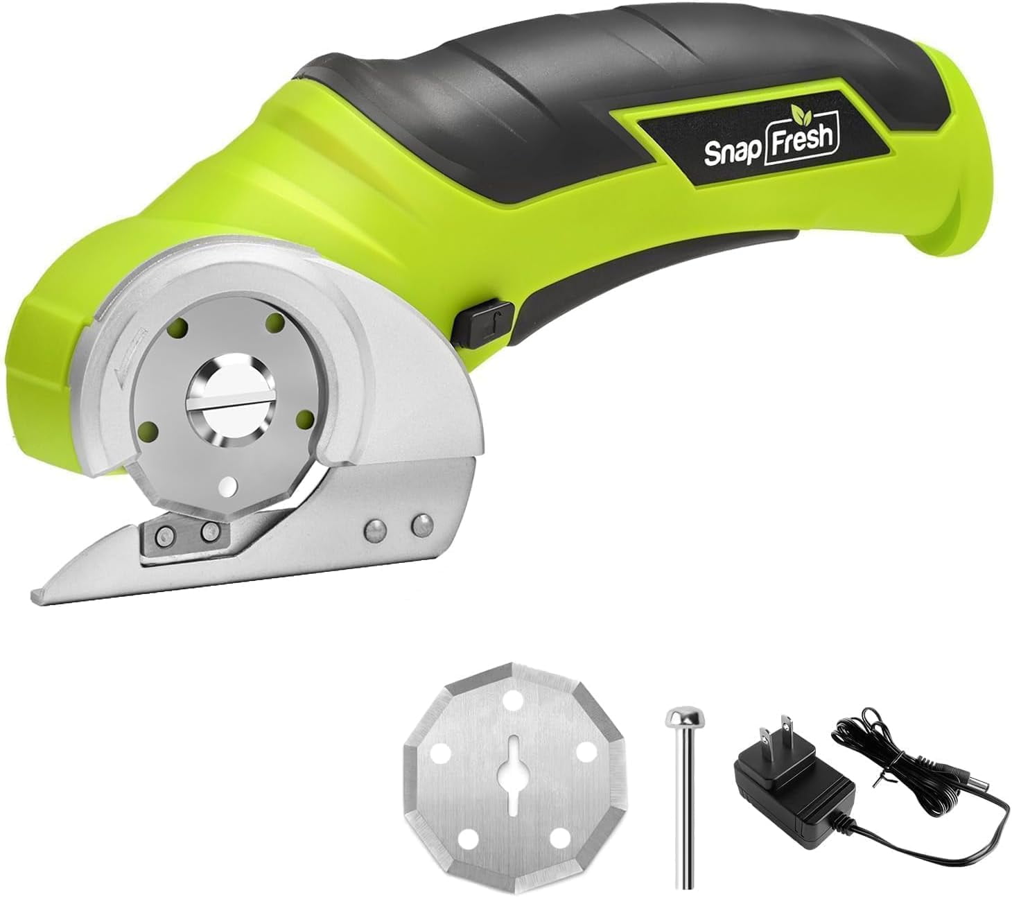 Cordless Electric Scissors, 4V Electric Mini Box Cutter, Carpet & Cardboard Cutter Tool with a Replacement Blade/Charger, Rotary Cutter for Cardboard Packages Leather Plastic （Green）