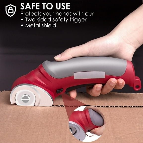Cordless Electric Scissors, 4V Multi-Cutter with Suitcase, 2000 mAh Cardboard Cutter with Self-sharpening Blade, Power Rotary Scissors for Carpet Leather