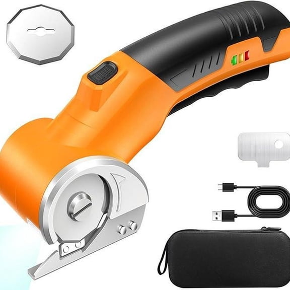 Cordless Electric Scissors, 4V Rechargeable Rotating Cardboard Cutter With 3000Mah Battery & Led Light, For Cutting Fabric, Carpet, Leather, Cardboard In Home, Office, Workshop