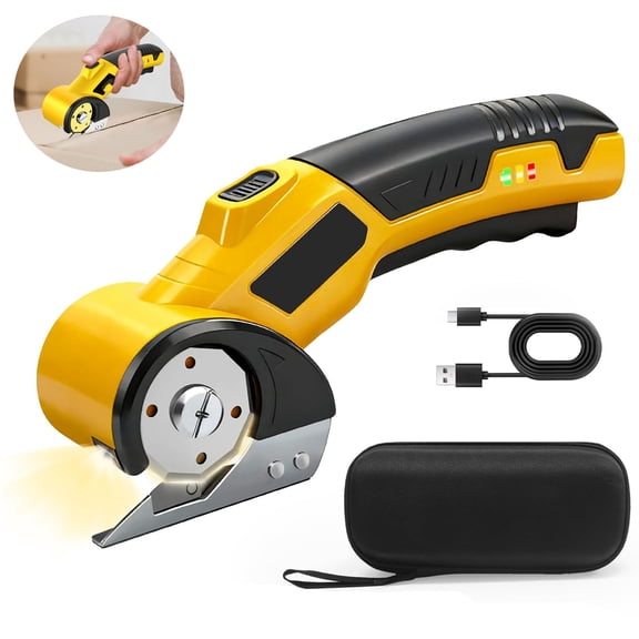 Cordless Electric Scissors 4V with Safety Lock,Led Light, 2000mAh Mini Rechargeable Box Cutter Tool for Carton Carpet Fabric Leather