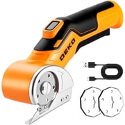 DEKOPRO Cordless Electric Scissors, 4V Rechargeable Cutter with Safety Lock for Cardboard, Fabric, Leather