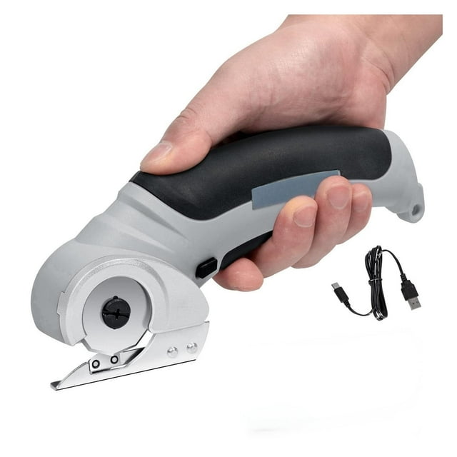 Cordless Electric Scissors,Cardboard Cutter with Safety Lock 4.2V Electric Mini Cutter Rechargeable Rotary Cutter for Leather Felt Rug Box with Storage Box Pink