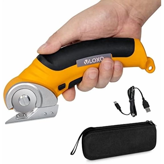 Cordless Electric Scissors, Electric Box Cutter with Safety Lock, 4.2V Cardboard Cutter Multi-Cutting Tools, Rechargeable Powerful Leather Cutter for Carpet Cardboard Felt with Storage Box