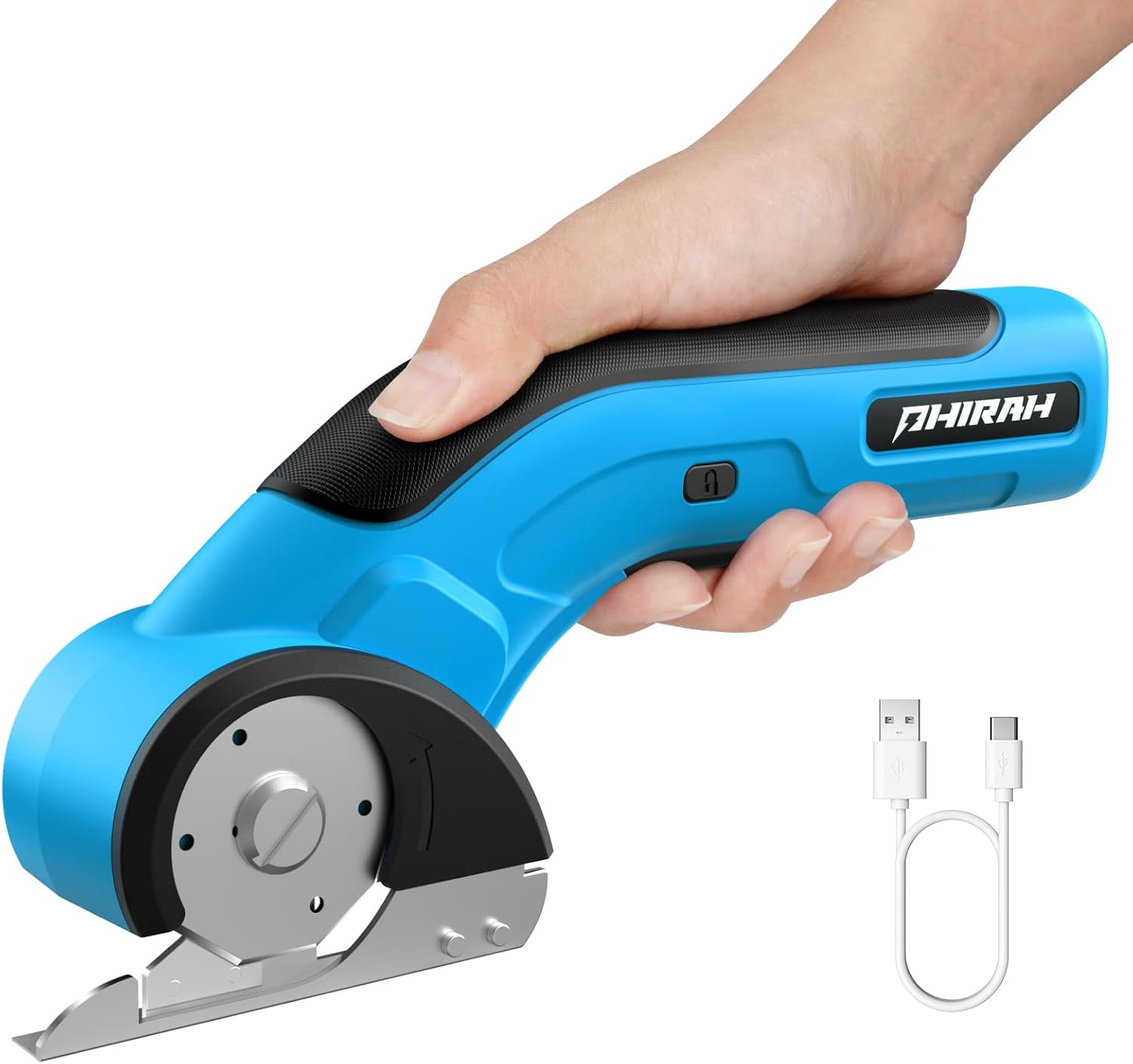 Cordless Electric Scissors, Electric Mini Cutter, Carpet & Cardboard Cutter Tool with a Replacement Blade/Charger, Rotary Cutter for Cardboard Packages Leather Plastic