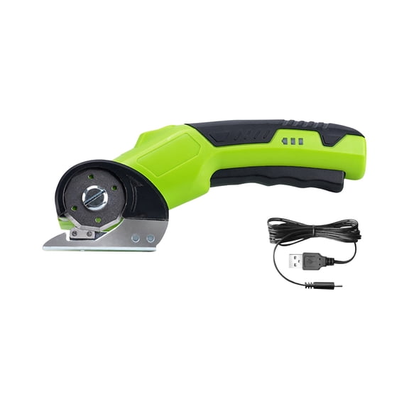 Cordless Electric Scissors - Rotary Cutter for Boxes, Carpets, Plastic with Easy Fixing & Safety Features - Green, Includes 1 Piece (Battery-Powered, Rechargeable via USB Cable)