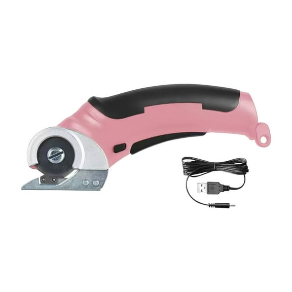 Cordless Electric Scissors,Rotary Cutter for Boxes, Carpets, Plastic with Easy Fixing & Safety Feature,Pink -