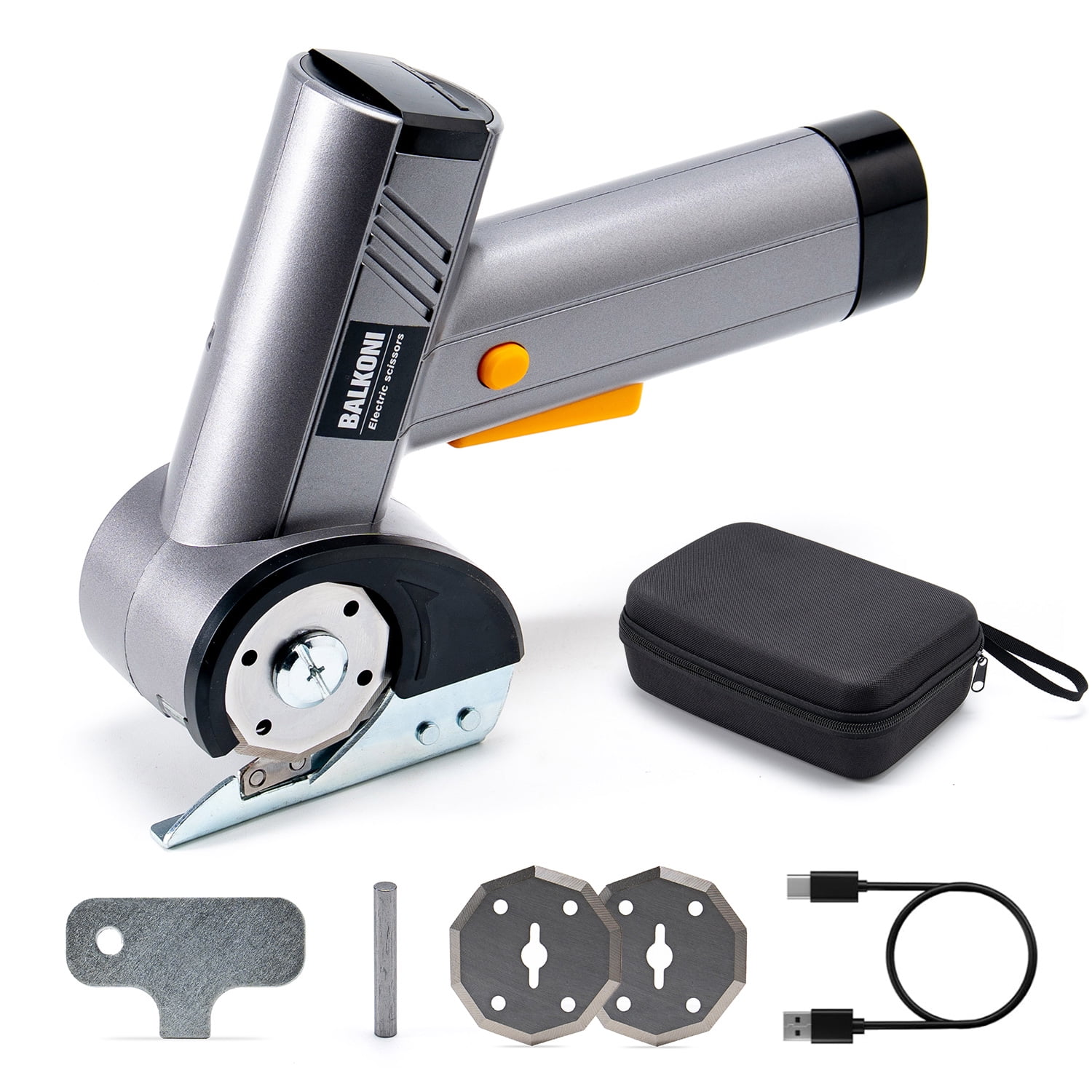 Cordless Electric Scissors With USB- Battery, USB Charging & 1300mAh Battery - Heavy-Duty Rotary Cutter Suitable For Fabric, Leather, Cardboard - Ergonomic Anti-Slip Handle, Safety Lock & LED Light