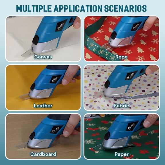 Cordless Electric Scissors with 2 Blades - Blue