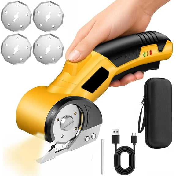 Cordless Electric Scissors with Safety Lock, 4V 320RPM Fabric & Cardboard Cutter, 1500mAh for Leather Paper Craft