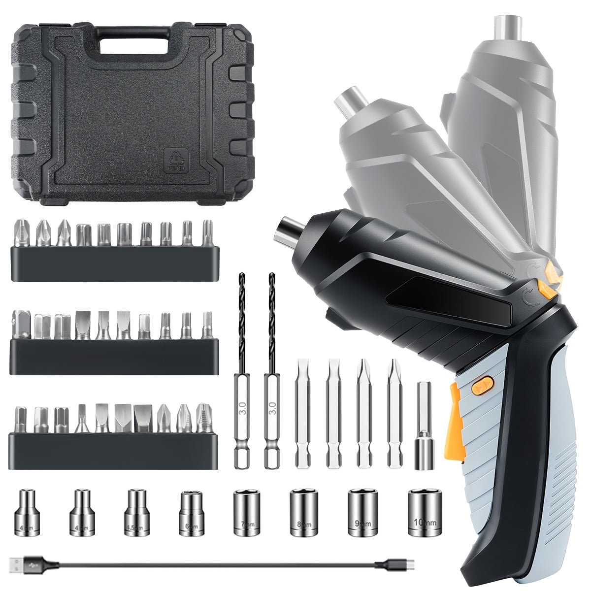 34 In 1 Cordless Electric Screwdriver Set 3Nm 3.7V Cordless With Steel Bit And 2000mah Rechargeable Battery Type C Port
