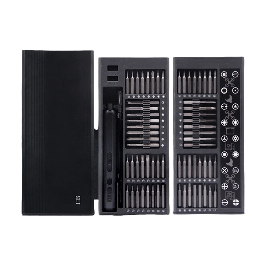 Cordless Electric Screwdriver Set 76 in 1 Precisions Bit Builtin LED Light Alloy Construction Electronics Repair Tool