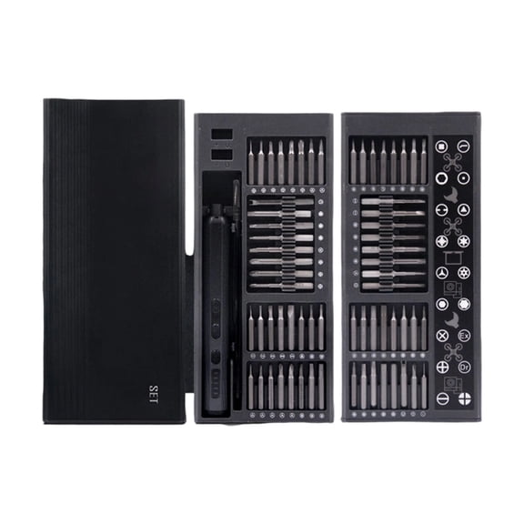 Cordless Electric Screwdriver Set 76 in 1 Precisions Bit Builtin LED Light Alloy Construction Electronics Repair Tool