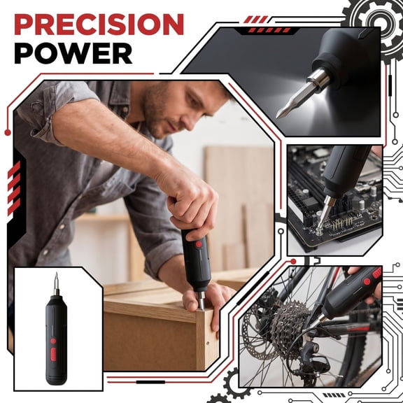 Cordless Electric Screwdriver, USB Rechargeable Power Tool with Multiple Precision Bits Portable Lightweight Design for Home Repair DIY Projects Maintenance