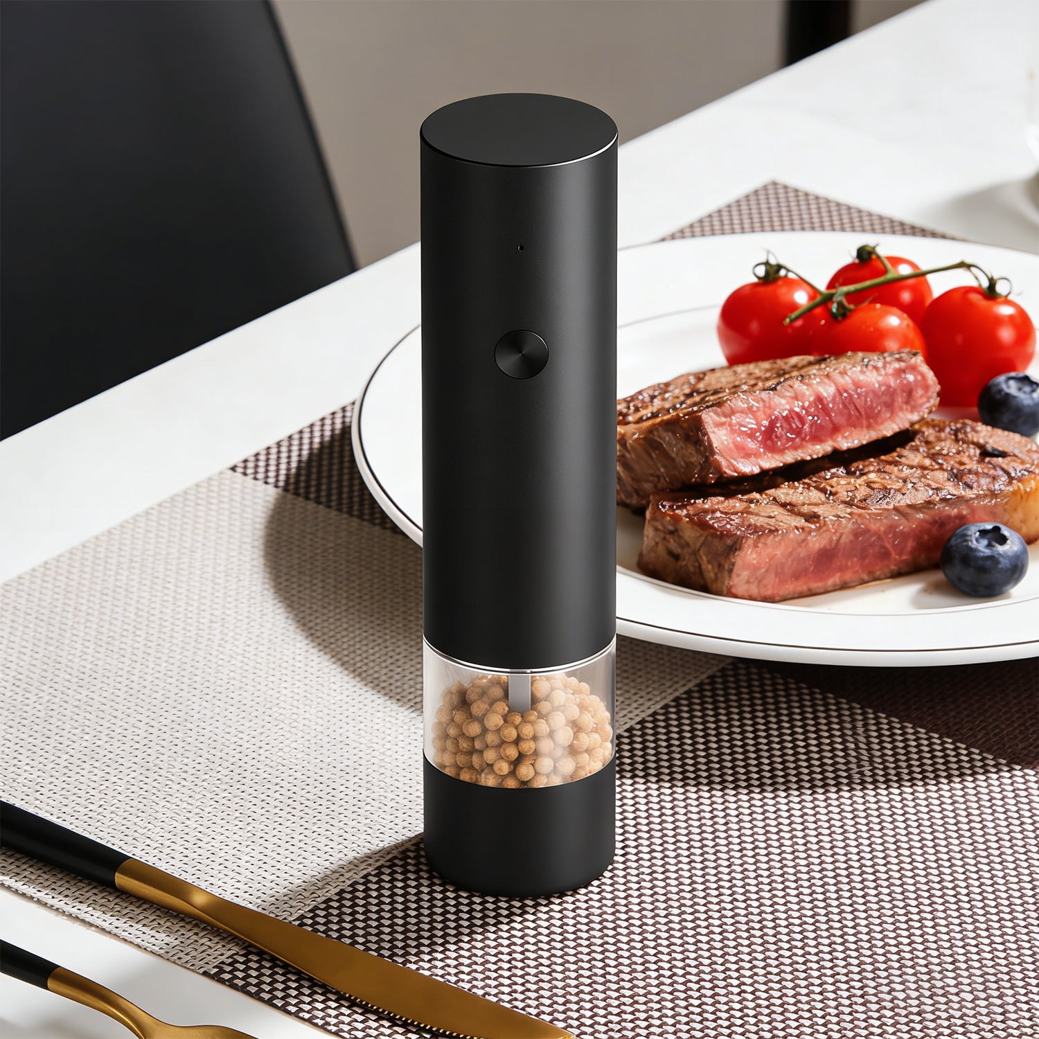 Cordless Electric Spice Grinder, USB Rechargeable Salt & Pepper Mill with Adjustable Grind, Stainless Steel Kitchen Tool