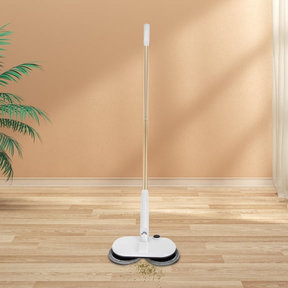 Cordless Electric Spin Mop, 15W DC 7.4V 150RPM, Long Handle and Dual Round Cleaning Pads for Floor Mopping and Polishing