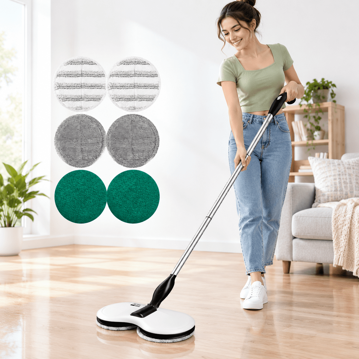 Tile Mopping Machine Cordless Electric Spin Mop for Hardwood Tile Laminate Floors ...