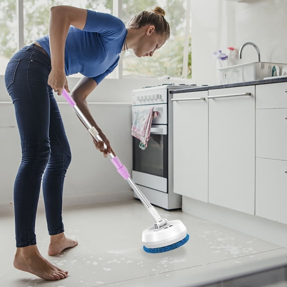 Cordless Electric Spin Scrubber, 180° Rotating Telescopic Cleaning Brush for Floor, Window, Ceiling, Kitchen & Bathroom, Rechargeable