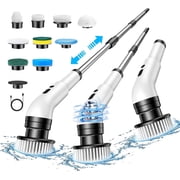 Cordless Electric Spin Scrubber for Cleaning Bathroom, Adjustable Extension Long Handle,Power Cleaning Brush with 10 Brush Heads for Bathtub Tile Floor Car Pool Toilet