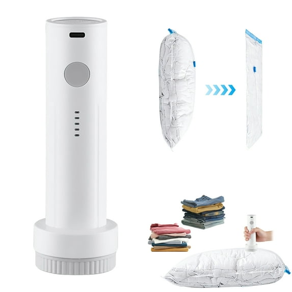 Cordless Electric VacuumPump for Vacuum Storage Bags, Portable USB Rechargeable Seal & Compression BagPump, VacuumPump for Travel Bags (Storage Bags Not Included)