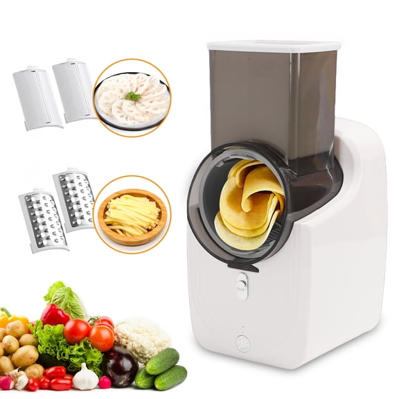 Cordless Electric Vegetable Slicer, Automatic Cheese Shredder with 4 Changeable Blades,Electric Cheese Grater for Cheese, Fruits, and Vegetables