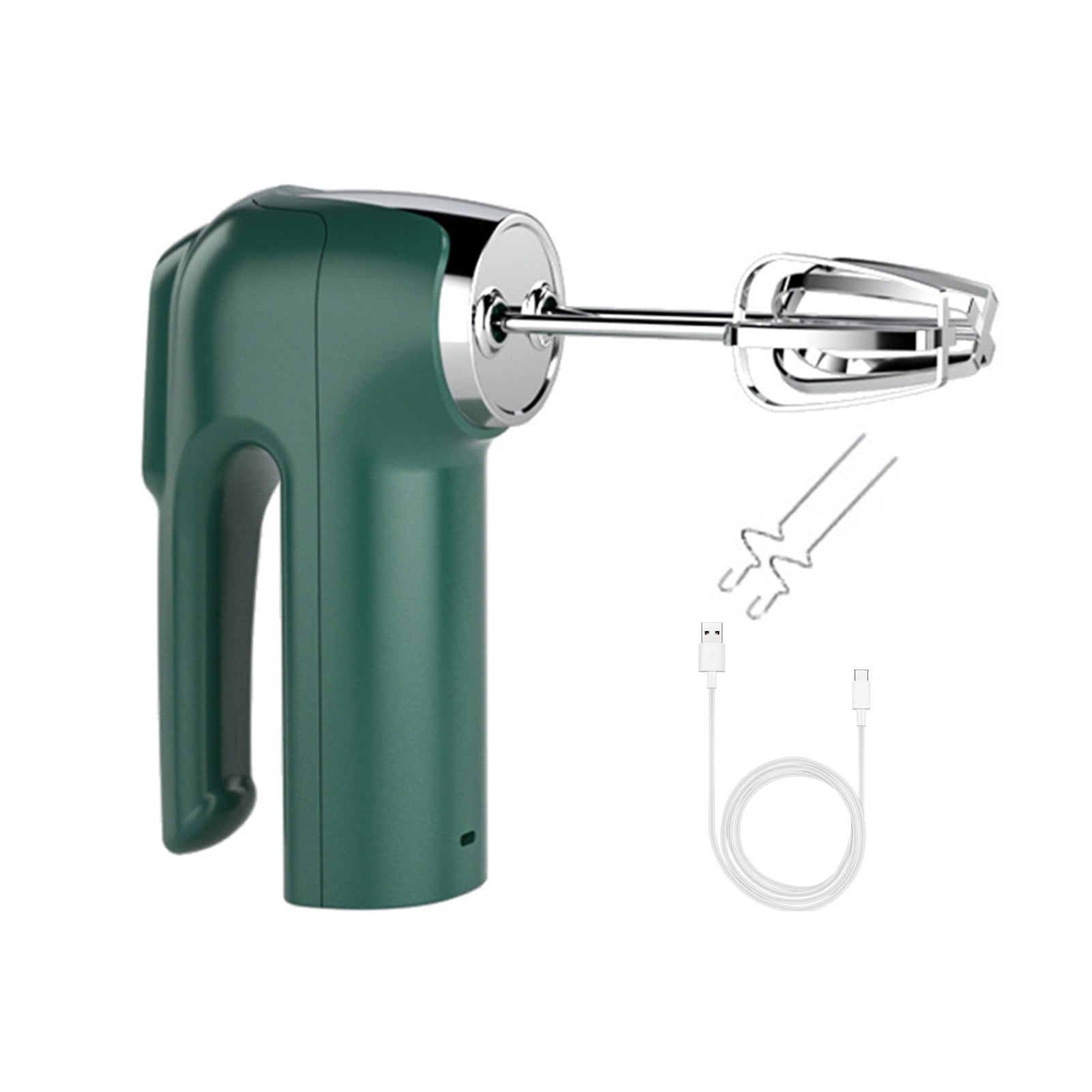 Cordless Electric Whisk 3 Speeds USB Rechargeable Stainless Steel Egg Beater Handheld Mixer Blender Milk Frother Kitchen Baking Supplies -Green