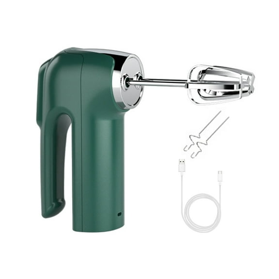Cordless Electric Whisk 3 Speeds USB Rechargeable Stainless Steel Egg Beater Handheld Mixer Blender Milk Frother Kitchen Baking Supplies -Green