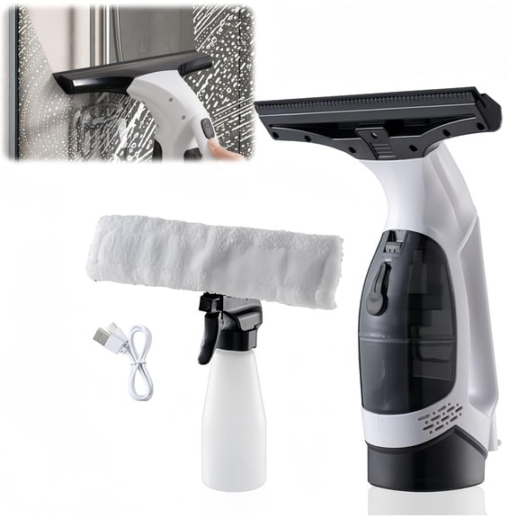 Cordless Electric Window Vacuum Squeegee White, 2000Pa Suction 2000mAh Battery, 6.76oz Water Tank for Glass Mirror Car Cleaning