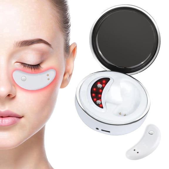 Under Eye Patches with Led Light, Cordless Eye Massage Device, Electric Under Eye Eyepods with 12pcs Light Beads, 10min Auto Off, 3 Levels Massage, 400mAh Battery for Eye Bags, Dark Circles