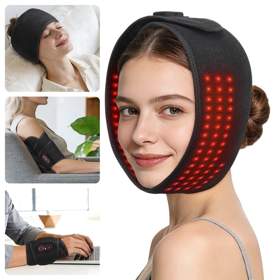 Cordless Face Heated Wrap, Led Light Heating Pad for Forehead Arm Wrist, Jaw Heating Pad with 3 Heating & Timing Modes, 5000mAh Battery for TMJ Relief, Relax