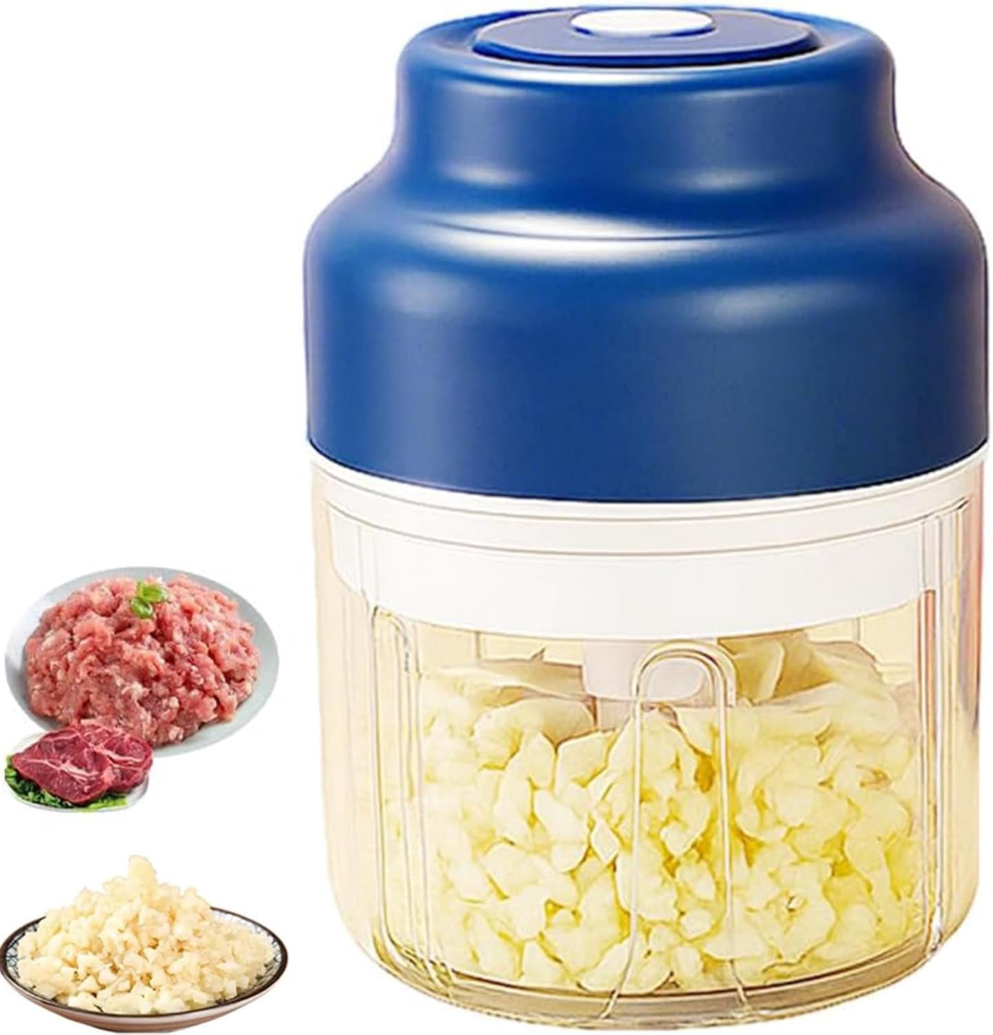 Cordless Food Chopper, Electric Garlic Crusher & Vegetable Slicer, Rechargeable Mini Food Processor for Onion, Herb, Nut, Stainless Steel Blades, Compact Kitchen Gadget (Blue)DSF