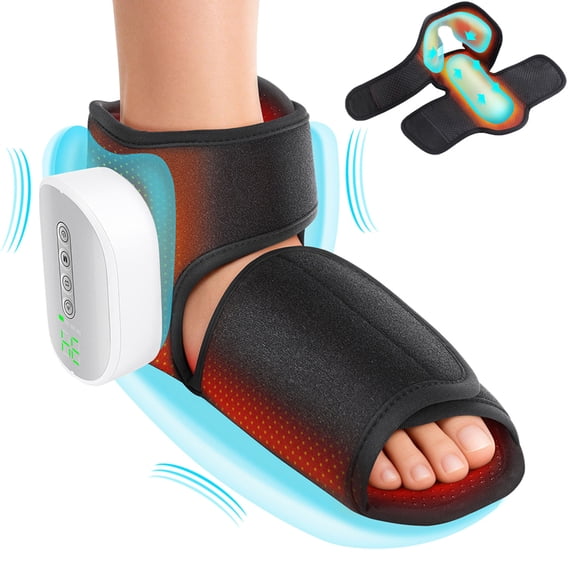 Cordless Foot and Ankle Massager with Heat, Electric Foot Massager with Air Compression and 4 Heat Levels & 4 Intensity & 3 Modes, 3000mAh Portable Rechargeable Foot Massager, Black