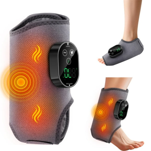 Cordless Foot and Ankle Massager, Ankle Heating Pad with Massage, Adjustable Timer, 6 Heat Levels, 3 Vibration Modes, Single One
