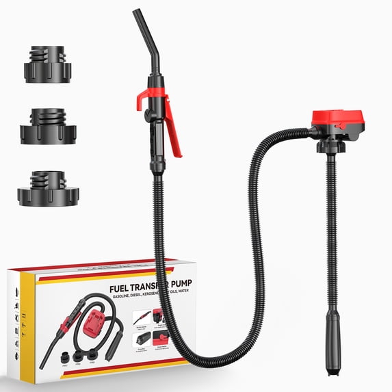 Cordless Fuel Transfer Pump Compatible with DeWalt 20V & Milwaukee 18V Batteries, 3.2 GPM Portable Fuel Pump with 51'' Hose and 3 Adapters(Bare Tool)