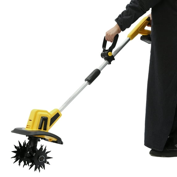 Cordless Garden Tiller Battery Powered Garden Cultivator, 270rpm Handheld Cordless Cultivator W/ 8.66in Tilling Width & 6.3in Tilling Depth, Mini Electric Rototillers for Gardening, Lawn