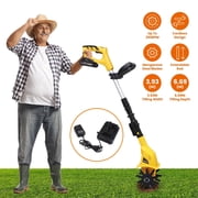 Electric Garden Tiller Cordless Electric Cultivator, Battery Powered Tiller 20V Rechargeable 3.93 Width 6.69 Depth 250RPM for Garden Yard Farm Lawn