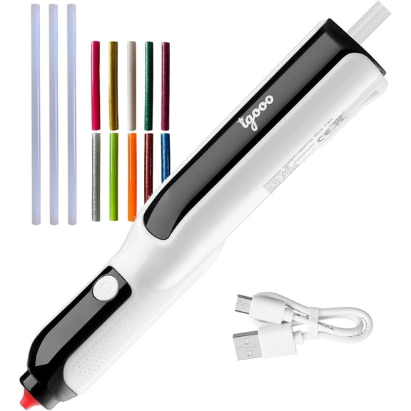 Cordless Glue Pen, Mini Hot Glue Gun, 6s Preheat, Automatic Glue Stick Feeding, Rechargeable Li-ion Battery, 7mm Stick, Perfect for Crafting and DIY (12 sticks)