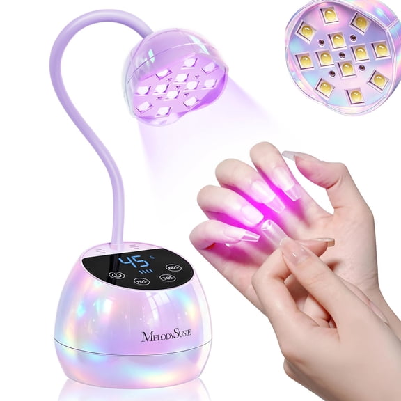 Cordless Gooseneck UV‑LED Nail Lamp, Rechargeable 12W Single‑Finger Gel Curing Light, 360° Flexible Arm Nail Dryer with 4 Timers for Nail Tips, Rhinestone Glue & Home Salon Nail Art