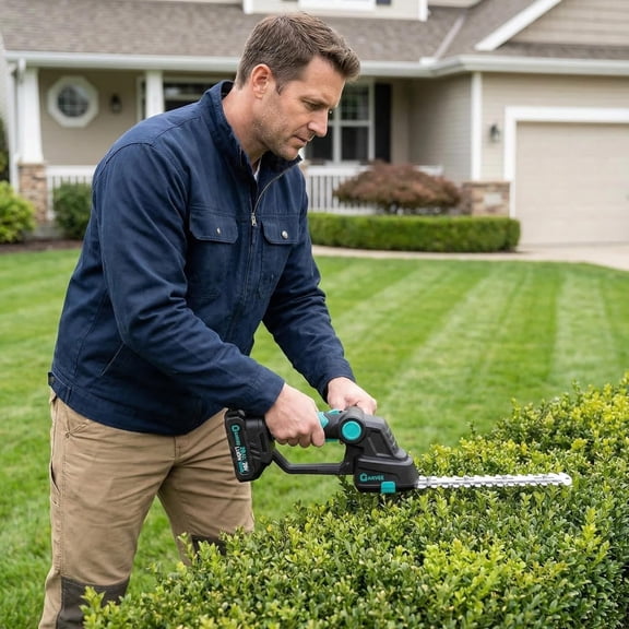 Cordless Grass Shear & Shrubbery Trimmer - 2 in 1 Handheld 20V Electric Hedge Shears with 2 Batteries