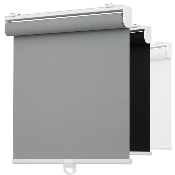 Cordless Grey 14"W x 72"H Roller Window Shades, UV Protection Solar Screen Blinds